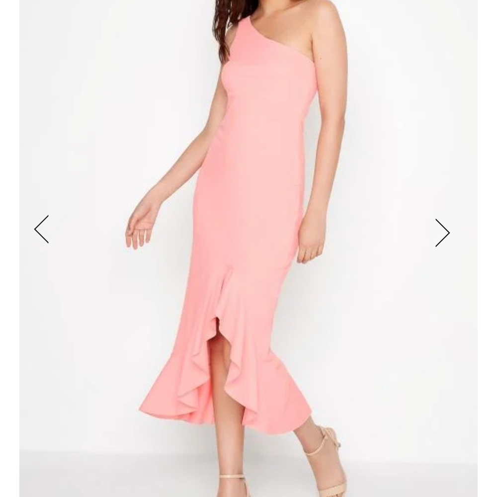 Long Tall Sally Elegant Coral Pink One-Shoulder Dress, New With Tags